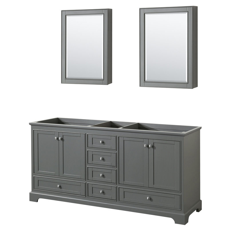 Base de meuble-lavabo double Deborah, Gris foncé / chrome poli