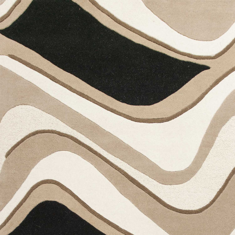 Tapis touffeté à la main Courtney, Noir / Beige, Rectangle de 5 pi x 8 pi