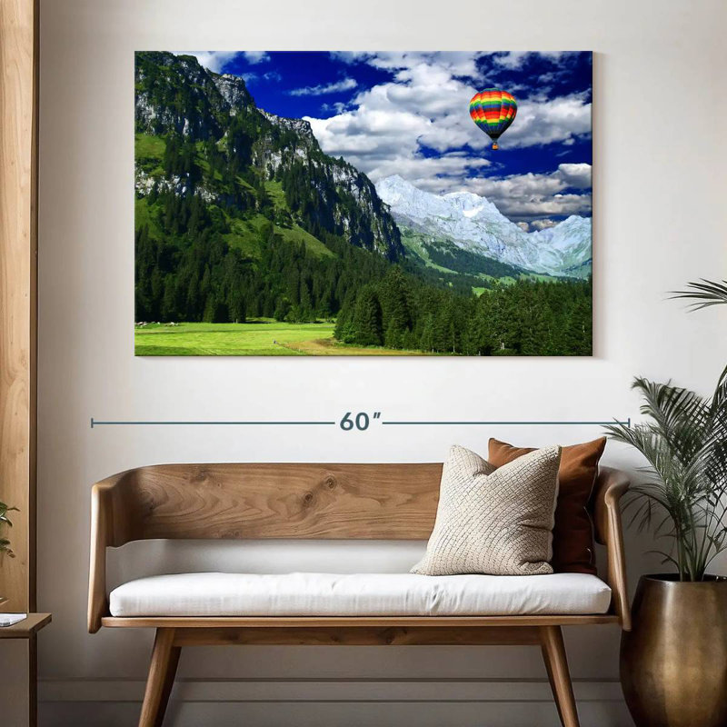 Alvord Hot Air Balloon Mountain Scene, 34" H x 51" W
