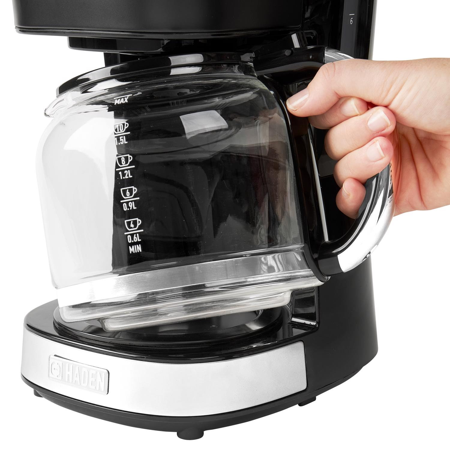 Haden 12-Cup Programmable Drip Coffee Maker, Black/Chrome
