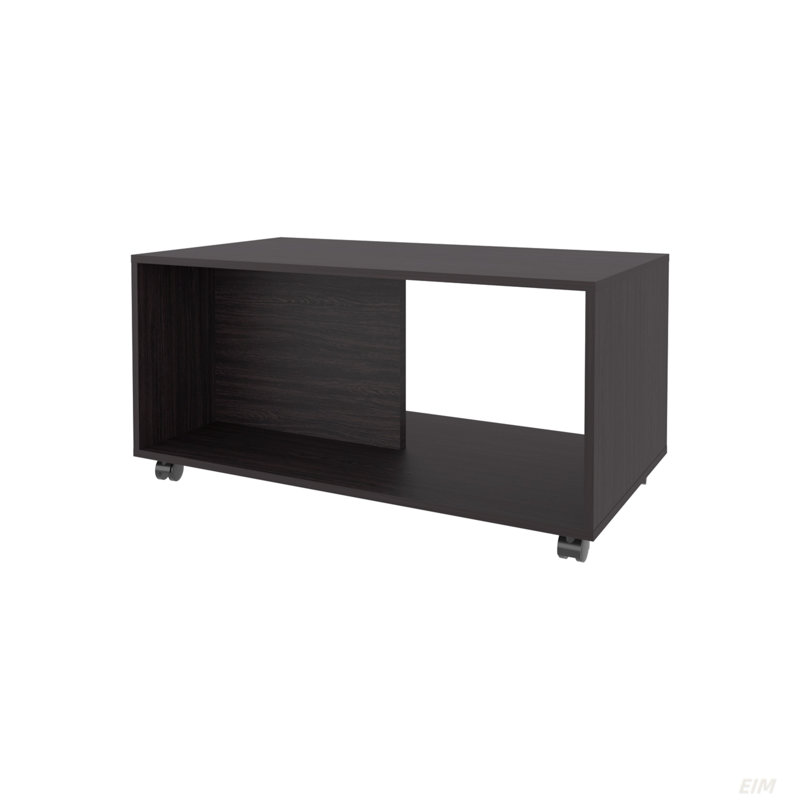 Table basse avec rangement ouvert et roulettes
