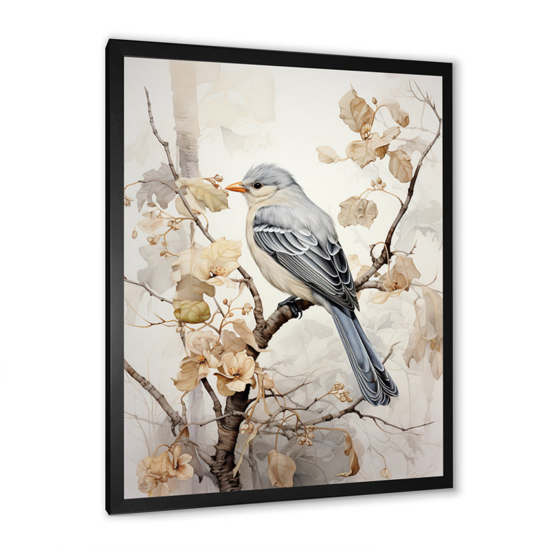 " Bird Silent Watcher V ", 20" H x 12" W x 1" D, Black Picture Framed