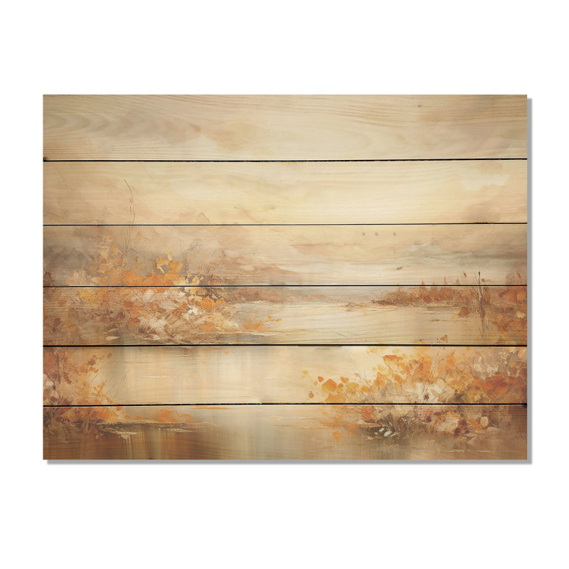 Lakes Rivers Dreamscape Charm Liquid Art - Lake River Wood Wall Art On Natural Pine Wood, 24" H x 32" W