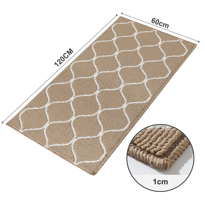Non-Slip Kitchen Mats, Super Absorbent & Stain Resistant Washable Floor Rug Set for Kitchen, Laundry, Sink, Beige