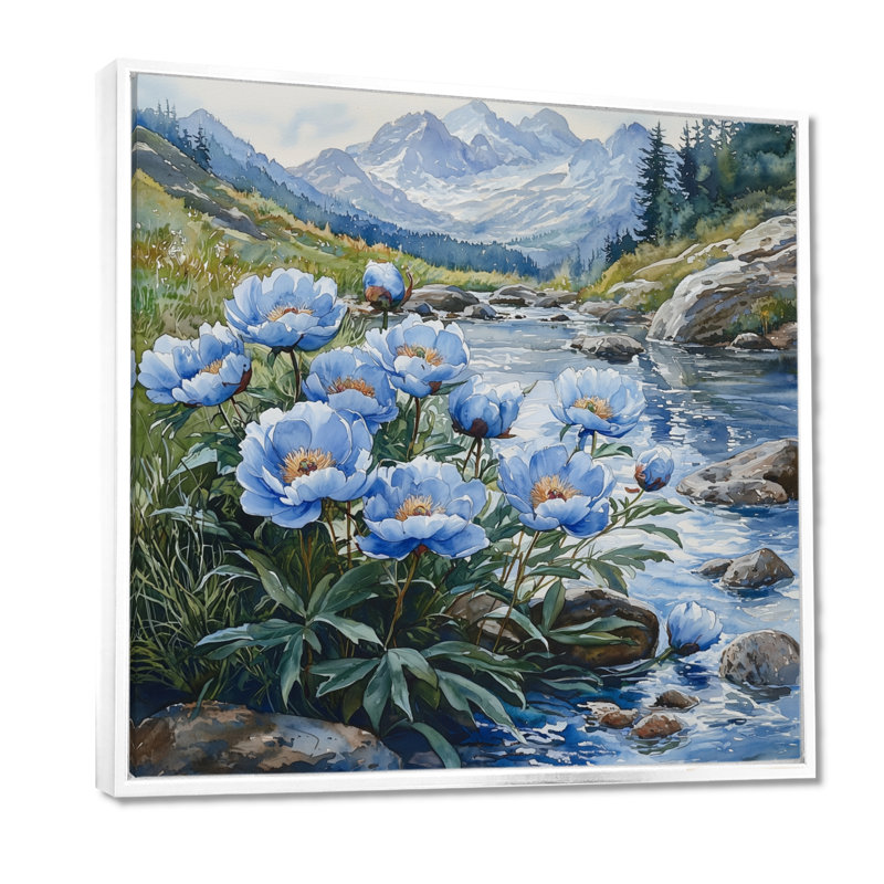 Givon - Floral Wall Art, 16" H x 16" W, Floater Framed Print, White