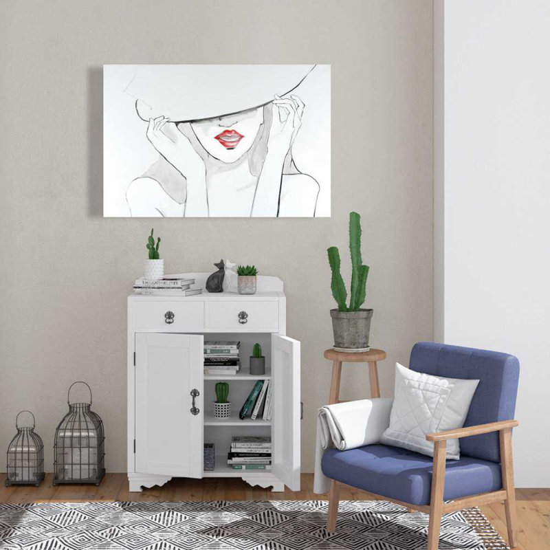 Femme avec grand chapeau - Toile tendance pour chambre à coucher