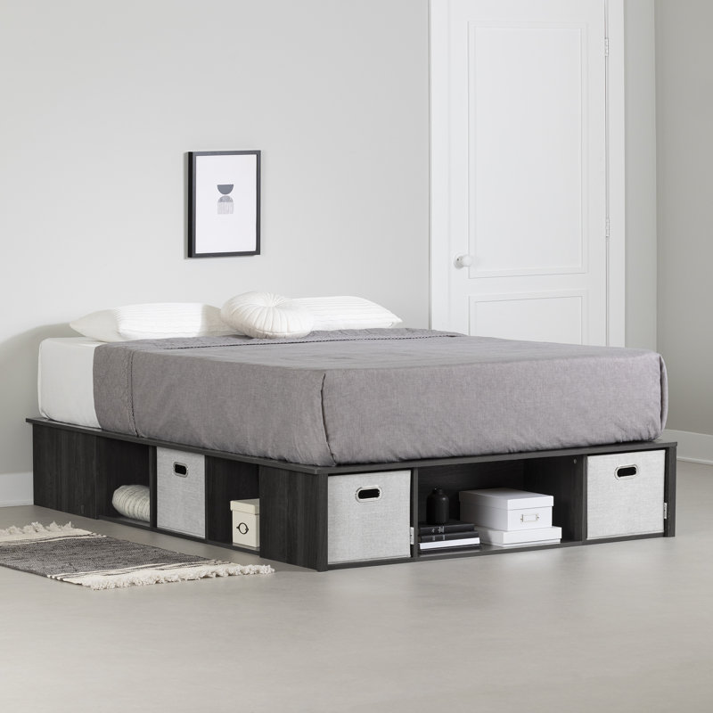 Lit plateforme flexible avec rangement, Double