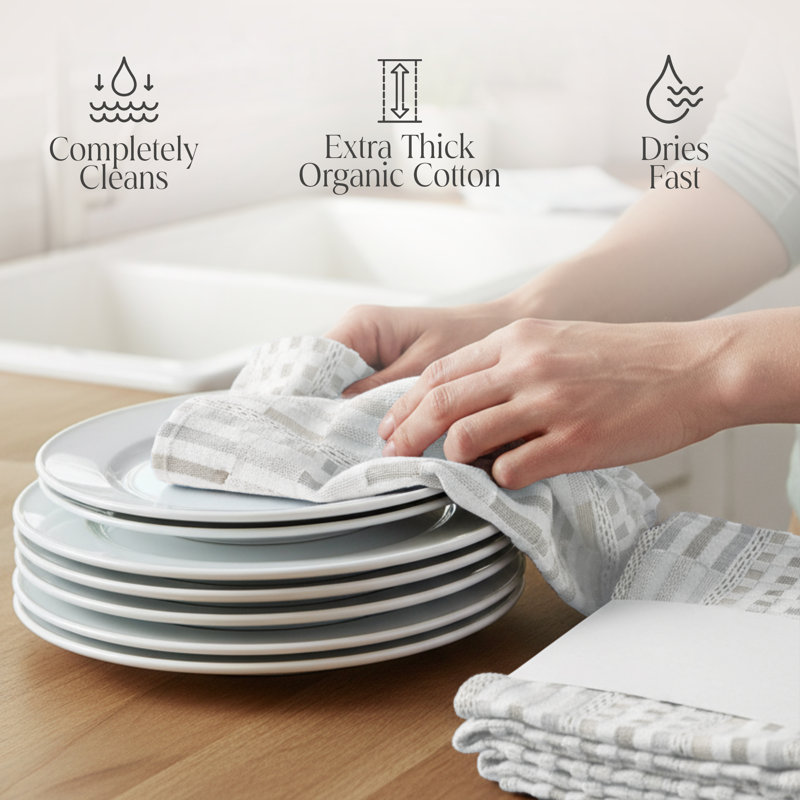 Kitchen Towels Hand Towel, White/Blue