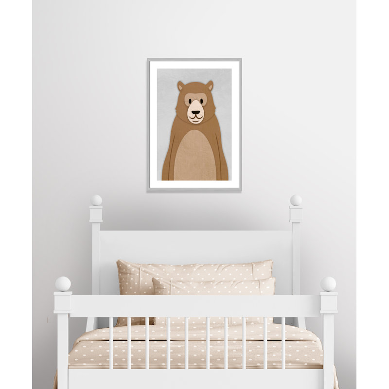 Adhésif décoratif Cheery Bear, 34.5" H x 24.5" W x 1.18" D, Encadré de boîte argent