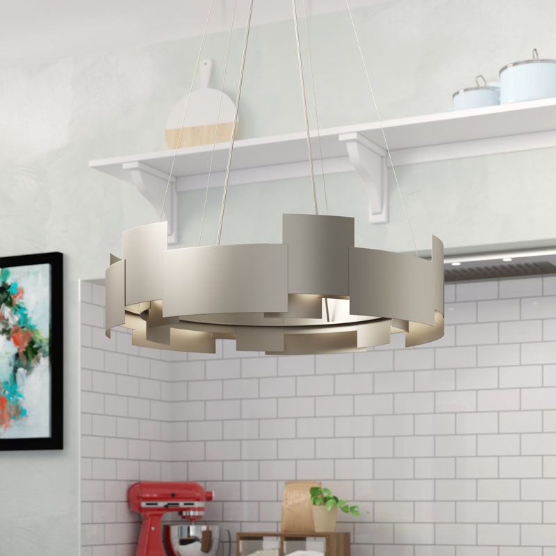 Abdulhakim 2 - Light Satin Nickel LED Drum Pendant, Silver