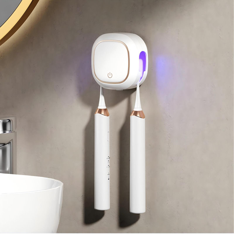 Bathroom Toothbrush Holder,60°C Hot Air Drying And Automatic Cleaning,Mini Portable Toothbrush Holders,Stylish Bathroom Decor & Accessories.(White)