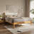 Upholstered Panels with Natural Rubber Wood Frame Platform Bed, Queen