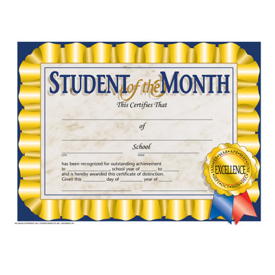 Student of The Month Certificate