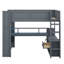 Lit mezzanine double en bois avec bureau, tablettes multiples, DEL et station de charge
