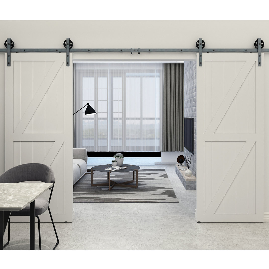 Paneled Wood Unfinished Barn Door without Installation Hardware Kit Renin 