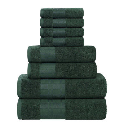 8-Piece Geometric Border Cotton Towel Set