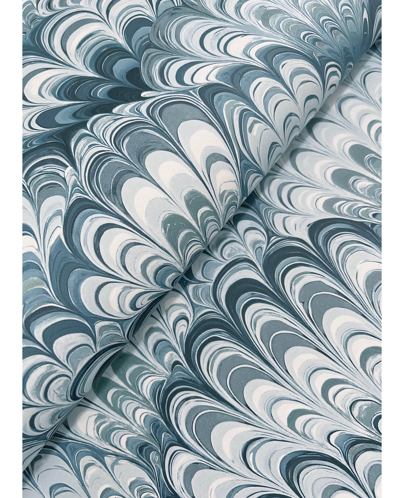 Marbled Ink Wallpaper Double Roll, Blue