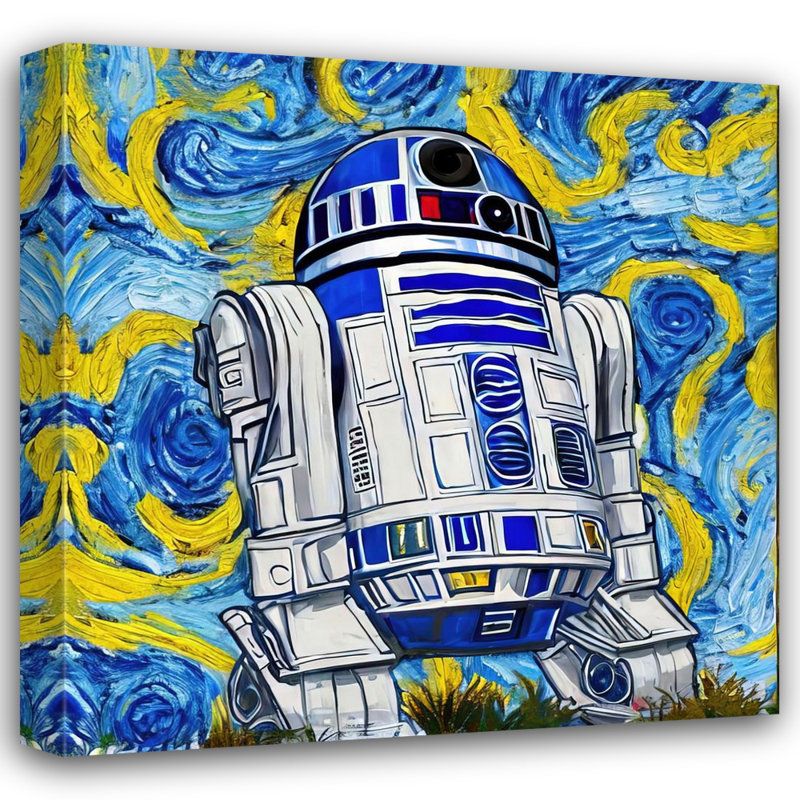 " R2D2 Two " by Stephen Chambers Painting Print, 15" H x 15" W x 1.5" D