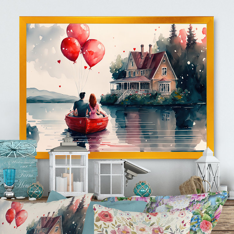 - Art mural traditionnel sur toile, L 20 po x H 12 po, Encadrement doré