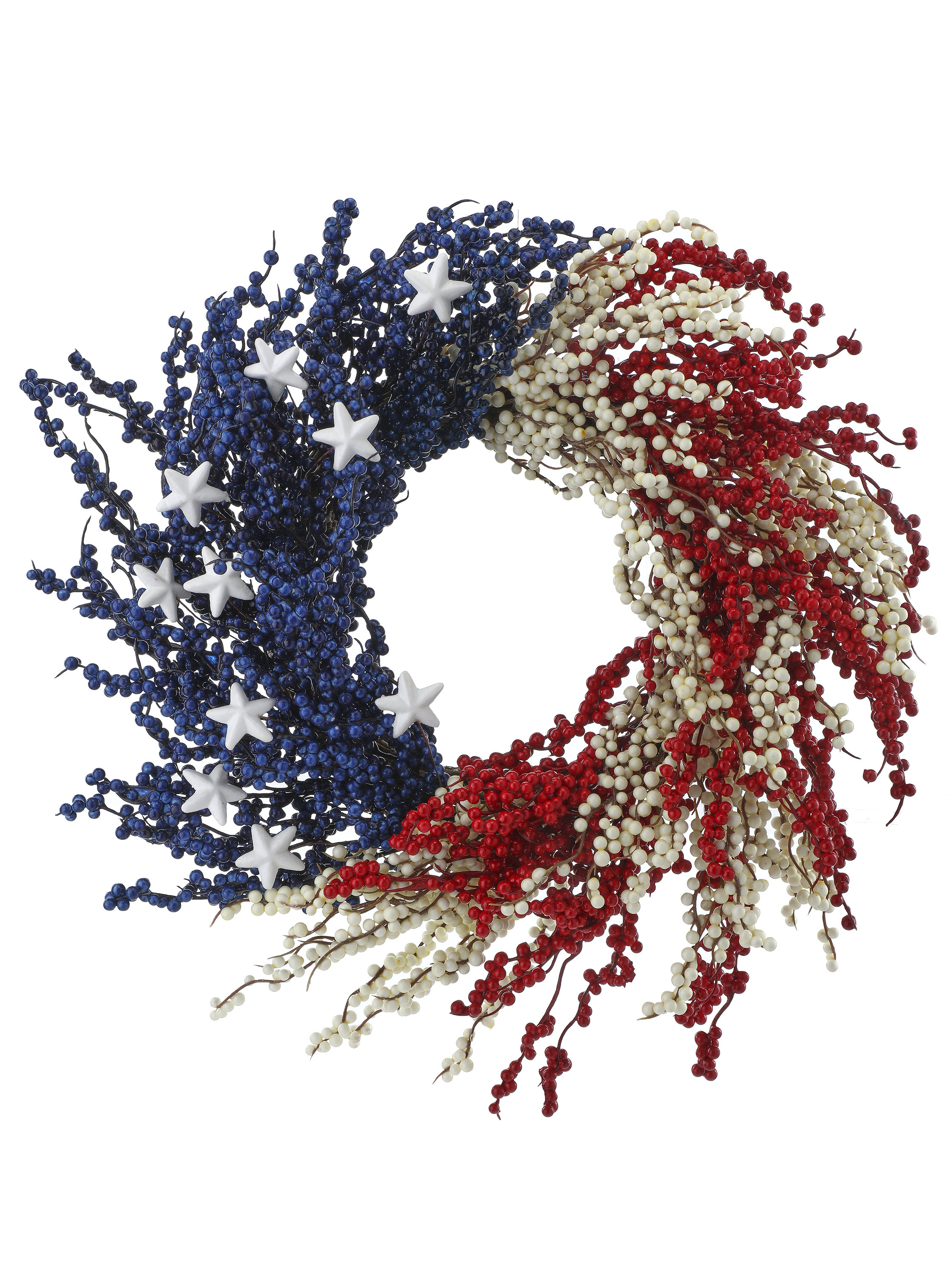 The Twillery Co.® 24" Patriotic Berry & Star Wreath & Reviews | Wayfair