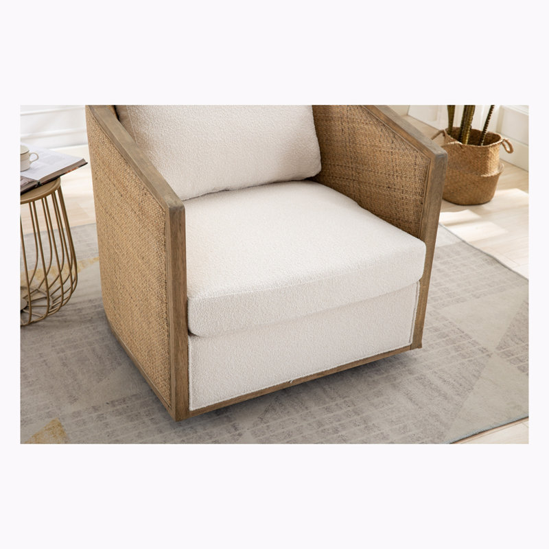 Fauteuil pivotant de 30,31 po de largeur, Peluche beige