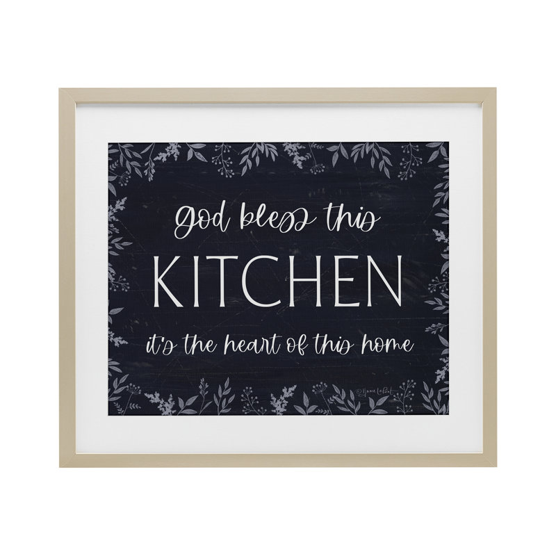 «Kitchen Kitchen Of This Home», reproduction sous verre encadrée, conception par Annie Lapoint, Cadre de récolte en pin