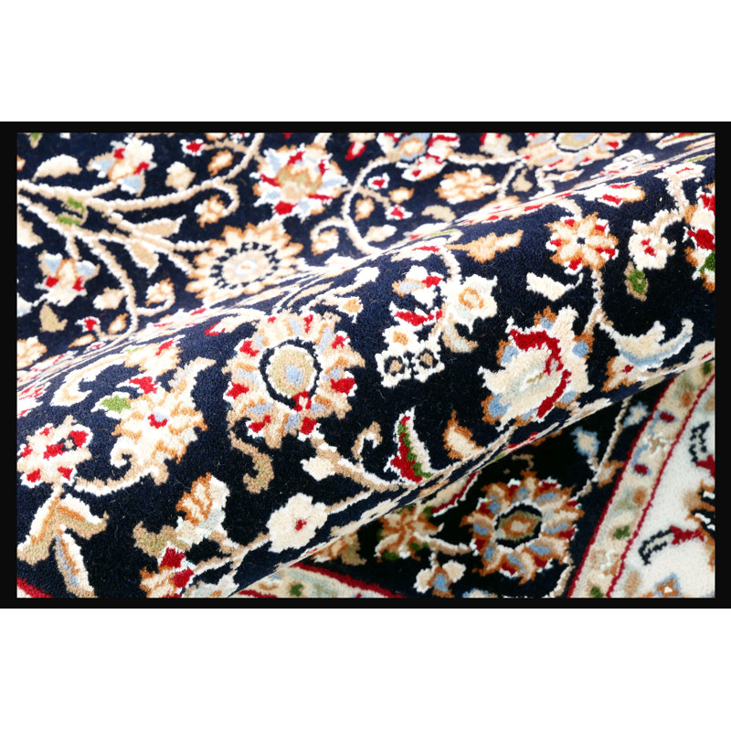 Hand-Knotted High-Quality Black and Beige Runner