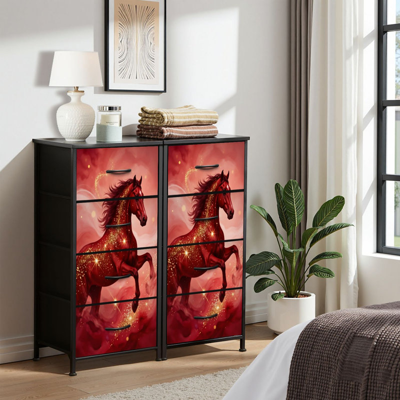 4 Drawer Dresser for Bedroom, Narrow Chest of Drawers, Wooden Top and Study Iron Frame 18"x37.5"-(WxH)
