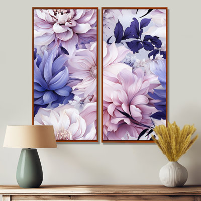 Exquise beauté mauve à motif floral - Cottage, décoration murale traditionnelle 2 pièces
