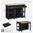 Kitchen Island With Extendable Dining Table, Internal Storage Rack, Power Outlet, 2 Drawers, 2 Cabinet And Open Shelves