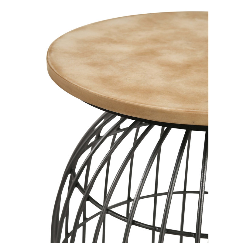 Natural and Gunmetal Wire Frame Side Table