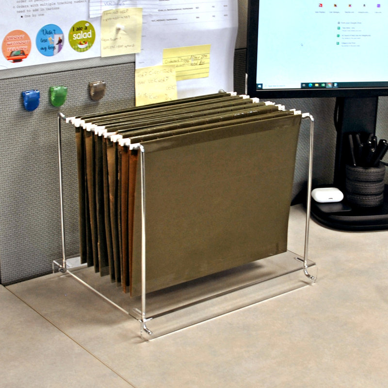 Clear Acrylic and Metal Hanging File Desk Organizer