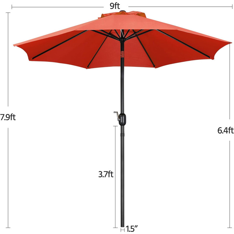 Parasol de marché de 4 po avec manivelle Tamberly, Orange