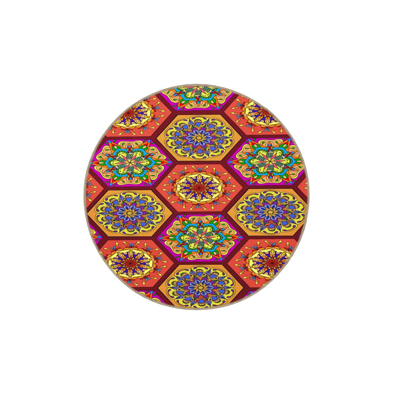 Colorful Hexagon Geometric Patterned Decorative Woven Base Machine Washable Rug, Rectangle 3'11" x 5'11" Rug Pad Included