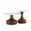 Ensemble de deux tables basses gigognes en forme de gourde, alliant luxe et prix abordable. Plateau en MDF à motif de marbre blanc et piètement imprimé par transfert thermique. Parfait pour le salon et la salle à manger.