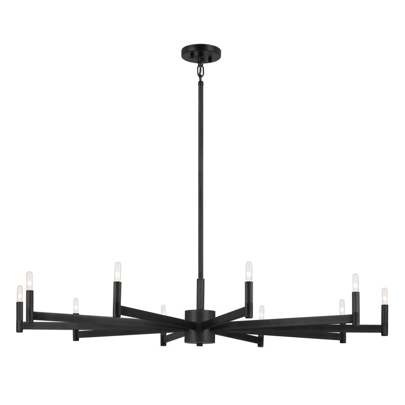 Erzo 10 - Light Steel Dimmable Classic / Traditional Chandelier, Black