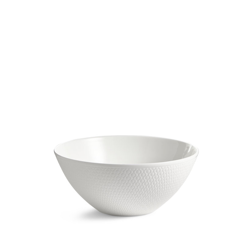 White Embossed Ceramic Geometric Cereal Bowl