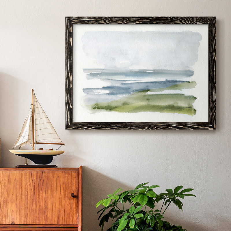 Coastline Splash I - Toile tendue avec châssis rustique, Cadre noir, H 22 po x l 32 po x P 1,5 po