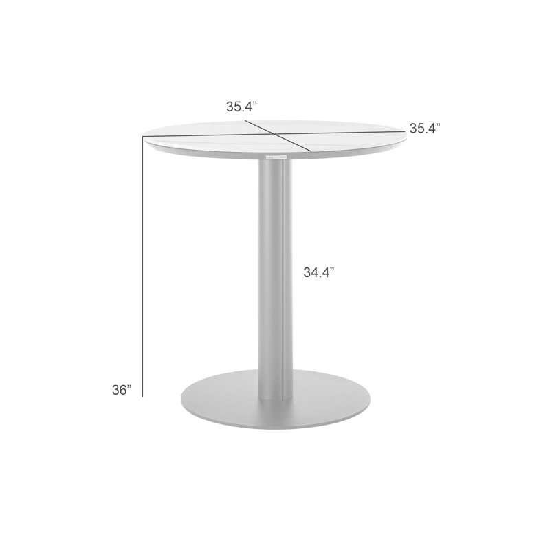 Table de bar d'extérieur en pierre frittée Jazmin, Counter Height