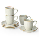  Stoneware 3oz Espresso Cup & Saucer Set (Set of 4)
