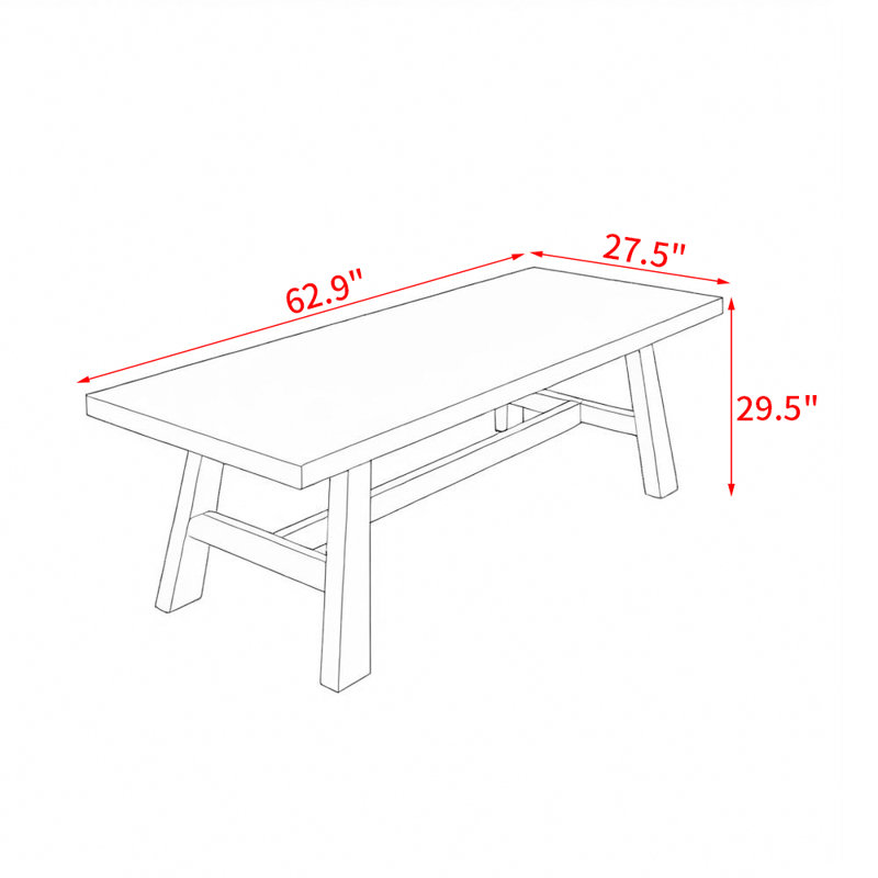 Table de salle à manger Jaleia, H 29,5 po x L 62,9 po x l 27,5 po