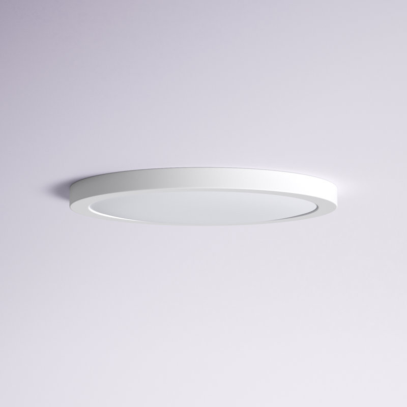 Wicksham LED Flush Mount, White, 0.5" H x 7" W x 7" D