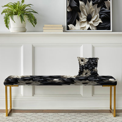 Banc floral rembourré or