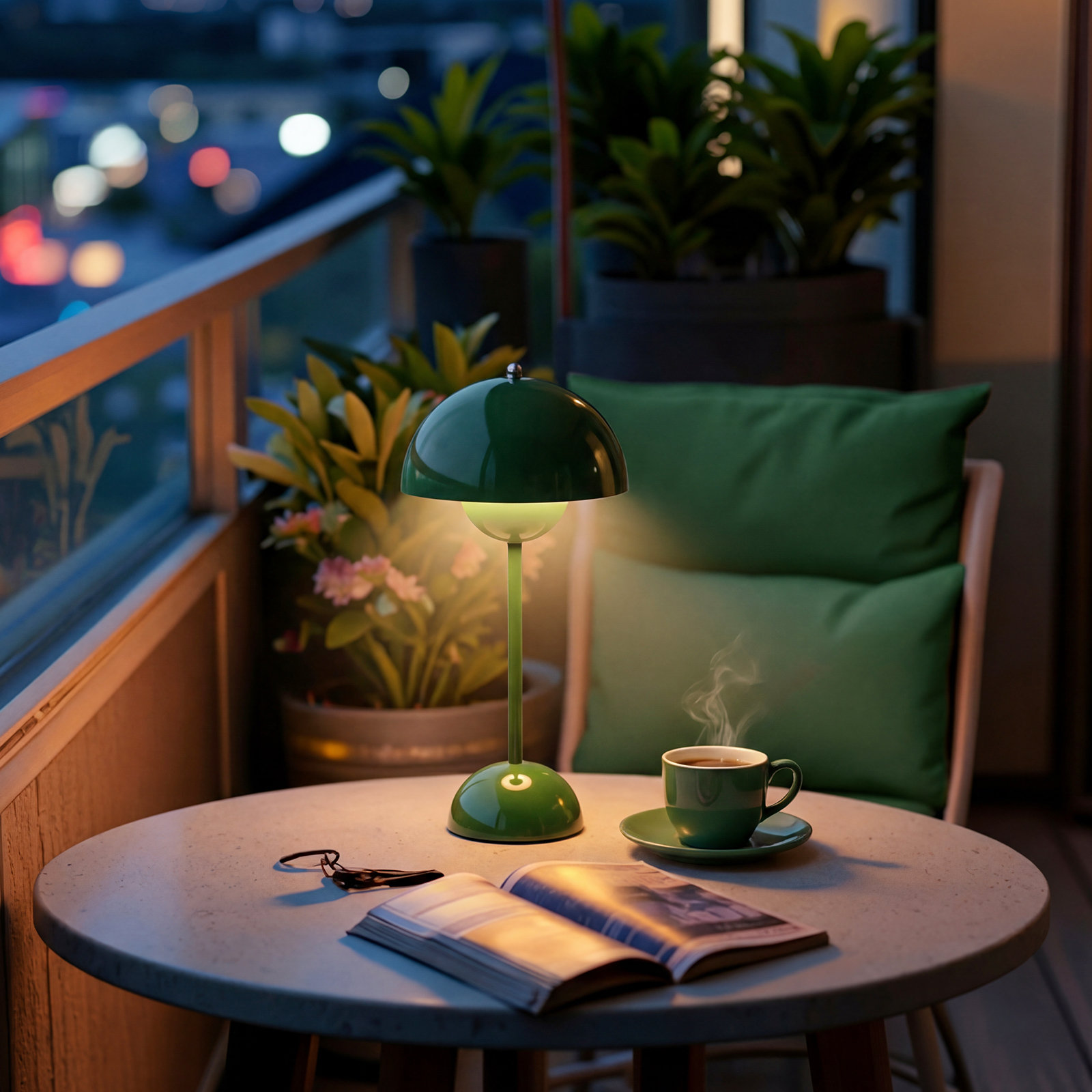 Brunilde Adjustable Metal Table Lamp, Green, Green
