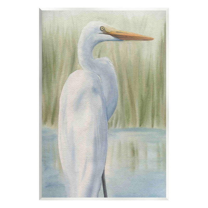 «Stupell Industries Egret Marshland», peinture encadrée sur toile flottante par Grace Popp, H 19 po x l 13 po x P 0,5 po