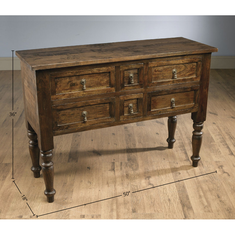 Dierking 50" 6-Drawer Buffet Table, Walnut