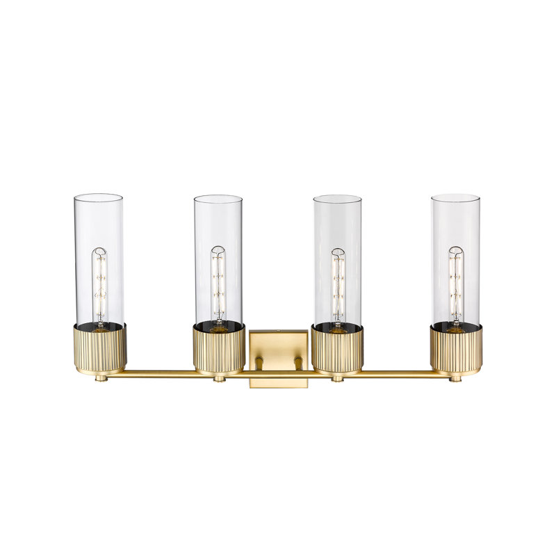 Mahmooda 4 - Light Dimmable Vanity Light, Brushed Brass, Clear