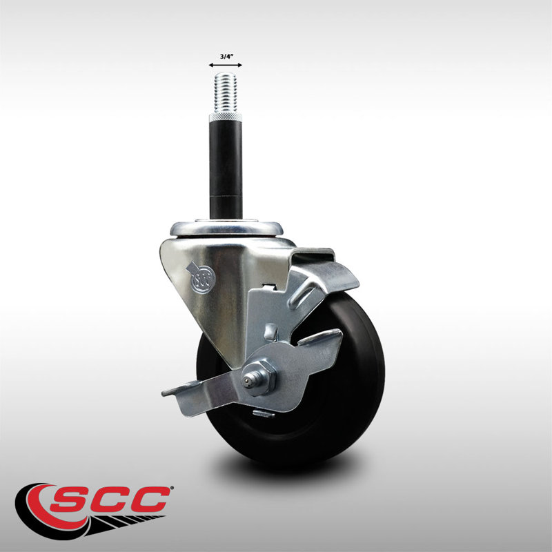 Roulettes pivotantes extensibles en caoutchouc dur 3,5 pouces 3/4 pouces avec frein SCC
