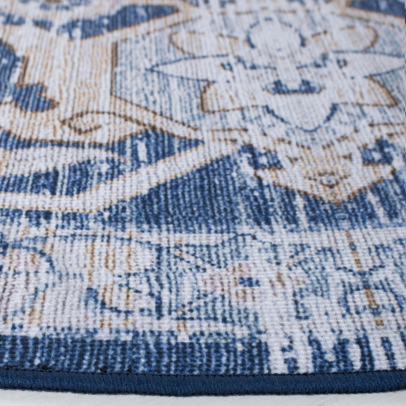Ziebarth 147 M/W S/R Area Rug In Light Blue / Navy, Rectangle 4' x 6'
