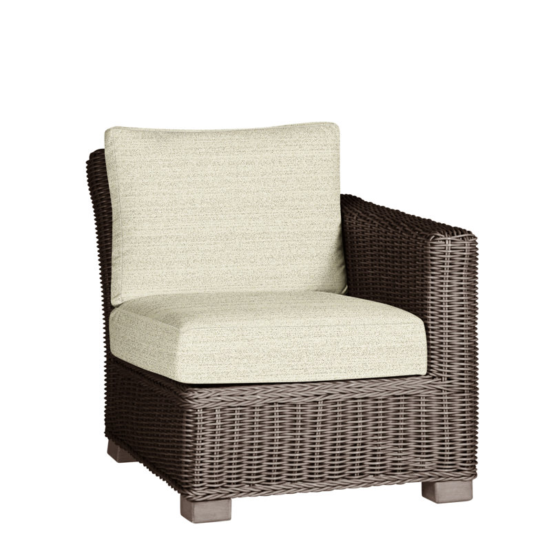 Rustic Patio Lounge Chair with Cushions, Welt, Oyster, Herringbone Sand